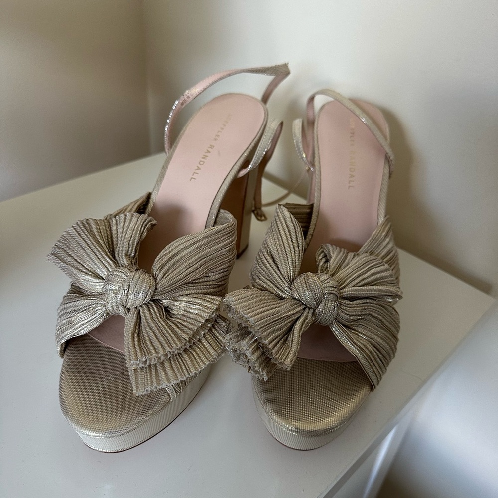 Loeffler Randall Natalia Pleated Platform Sandals - Size 10